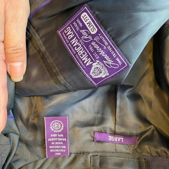 American Rag Slim Fit Gray 2Button Blazer Men Size L Pockets - Picture 4 of 5